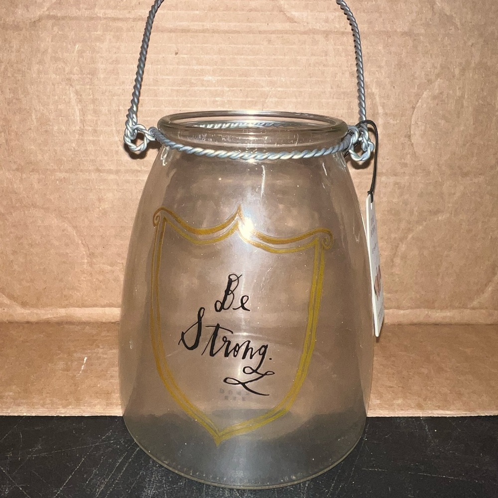 Rae Dunn Glass Lantern with Gold Shield